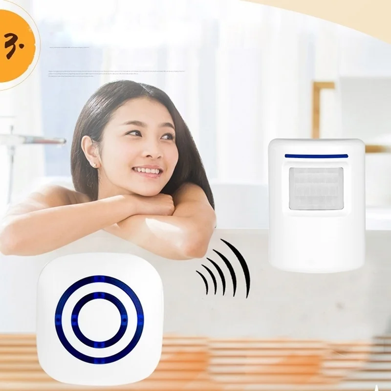 Беспроводной дверной звонок 38 мелодий с инфракрасным датчиком движения для