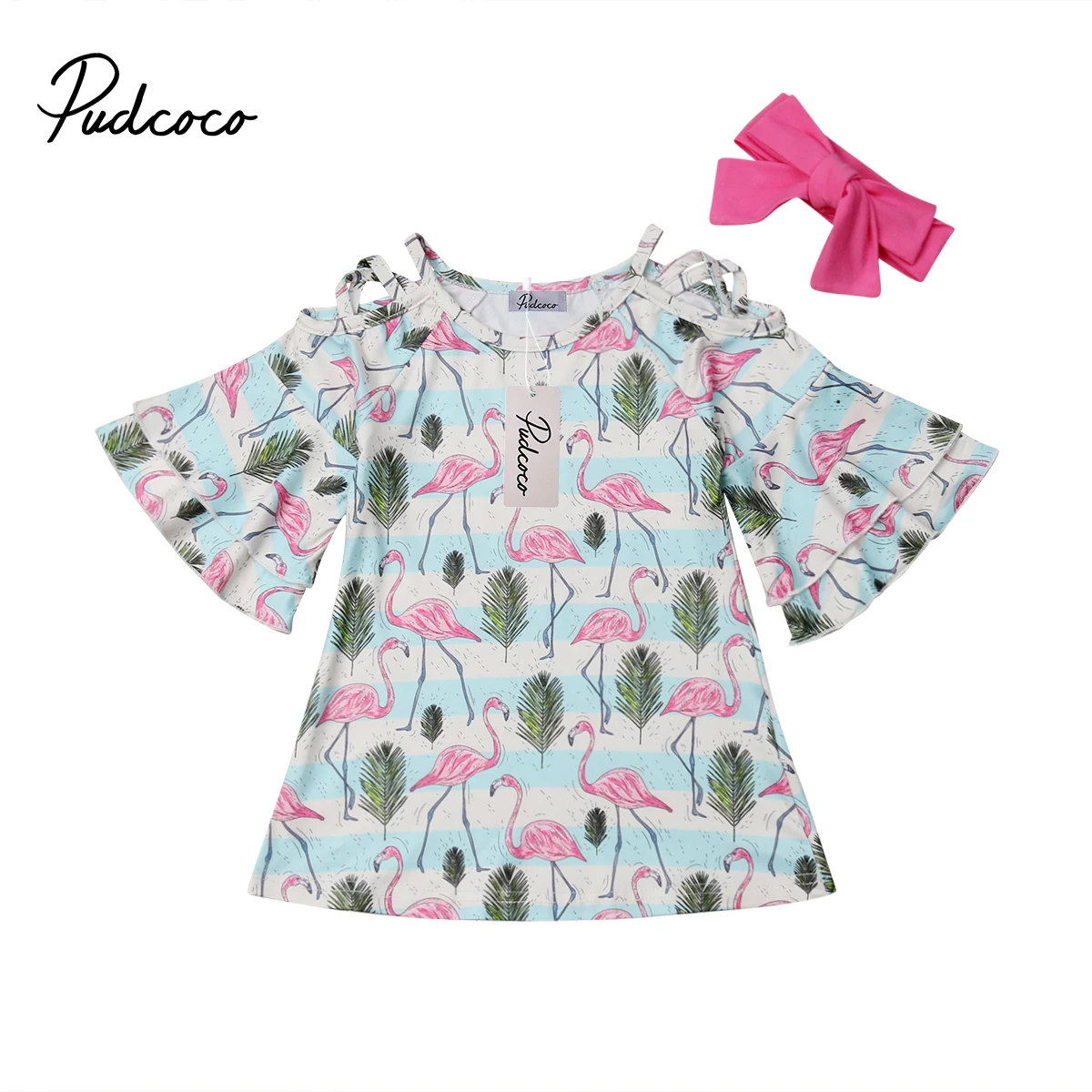 Pudcoco New Cotton Kids Baby Girls Dress Pagoda Sleeve Party Dresses Infant Casual Summer Clothes | Детская одежда и обувь