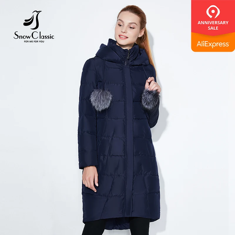 SnowClassic 2018 зима длинная куртка женщин теплый пальто мода Preppy Style outwear сплошной