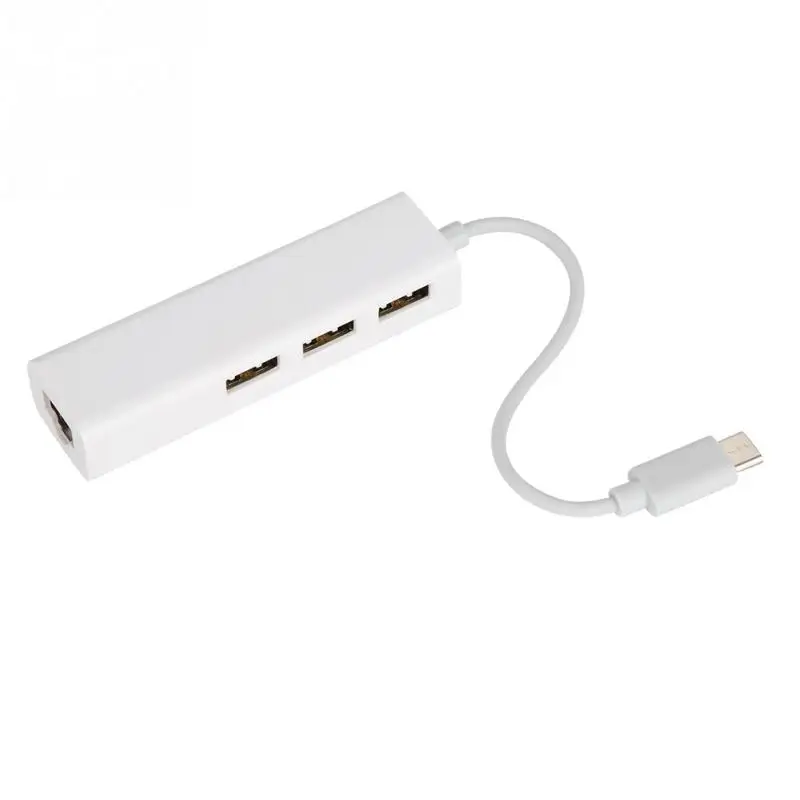 USB 2 0 концентратор типа C к RJ45 Ethernet Gigabit LAN 3 порта адаптер Белый|USB-хабы| |