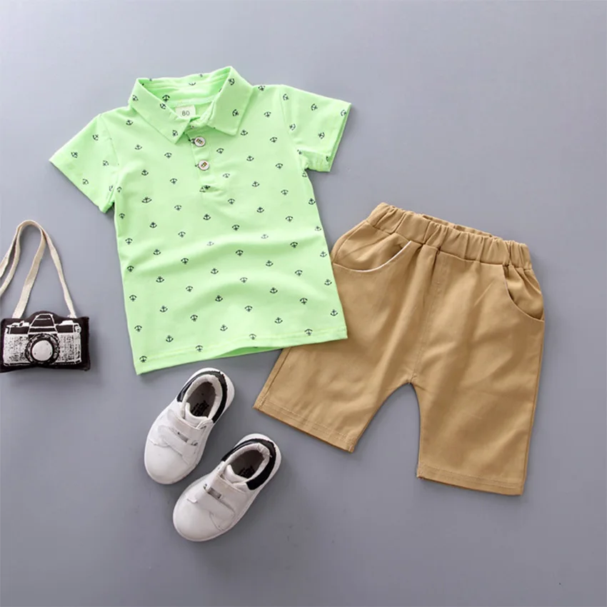Комплекты одежды для мальчиков летний комплект маленьких Повседневная рубашка