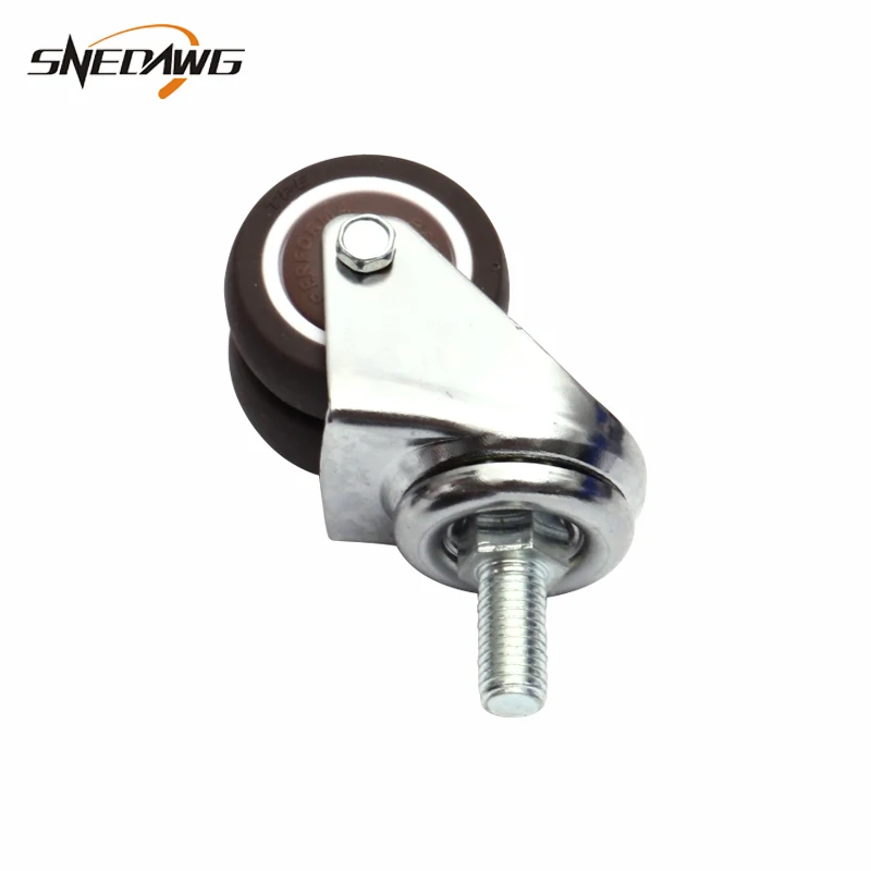 2pcs TPE Furniture Caster Super Mute Double Wheel 1.5/2inch Swivel Thread Type for Cabinet Desk Baby Cradle | Обустройство дома