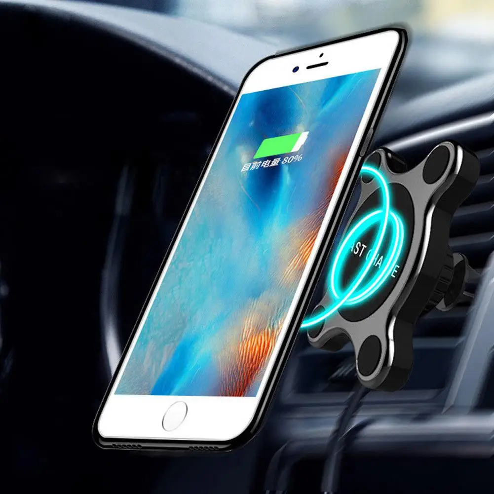 Group Vertical Универсальный Быстрый Беспроводной автомобиля Зарядное устройство Magnetic Charging Pad держатель для samsung iPhone XS смартфонов r20