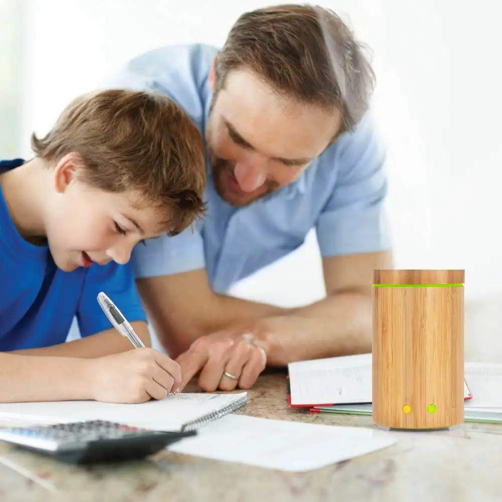 160ml Waterless Essential Oil Diffuser Real Bamboo Ultrasonic Aromatherapy Diffusers With 7 LED Colorful Lights | Бытовая техника