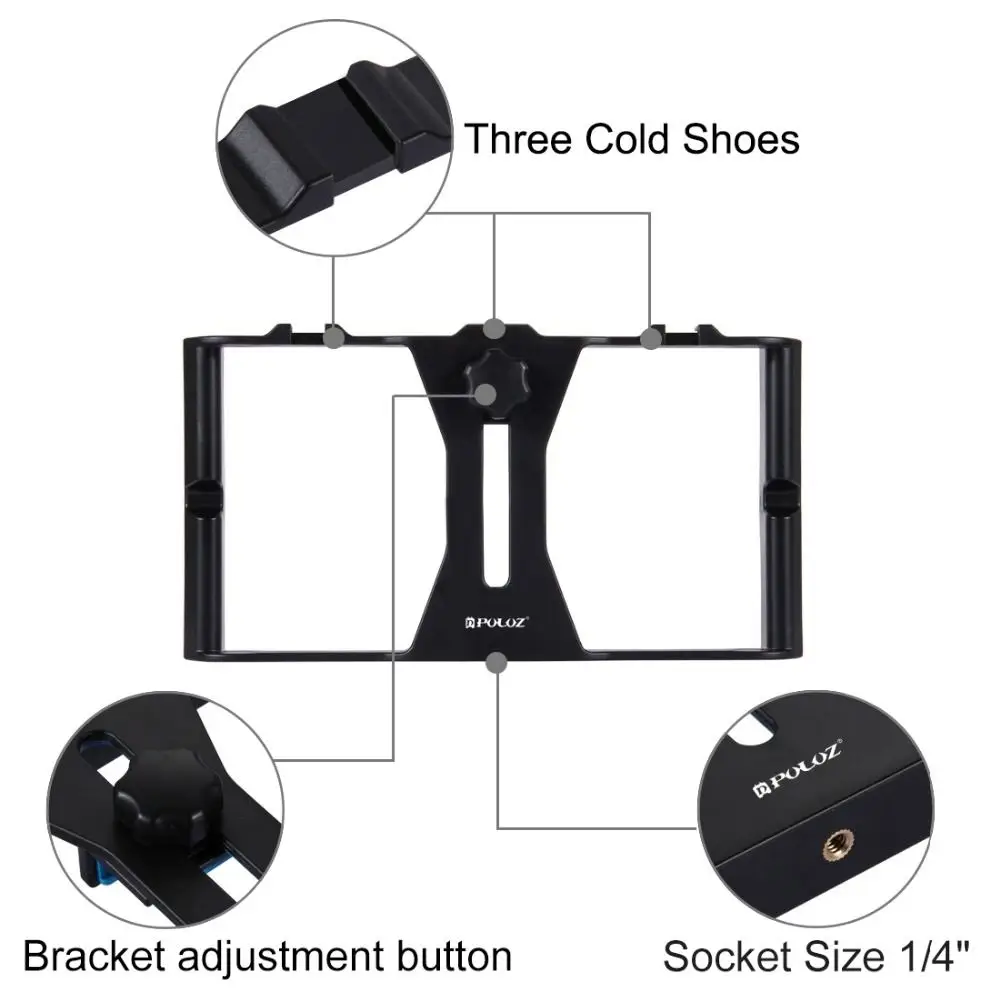PULUZ Smartphone Video Rig + LED Studio Light Microphone Mini Tripod Mount Kits with Cold Shoe Head for iPhon |