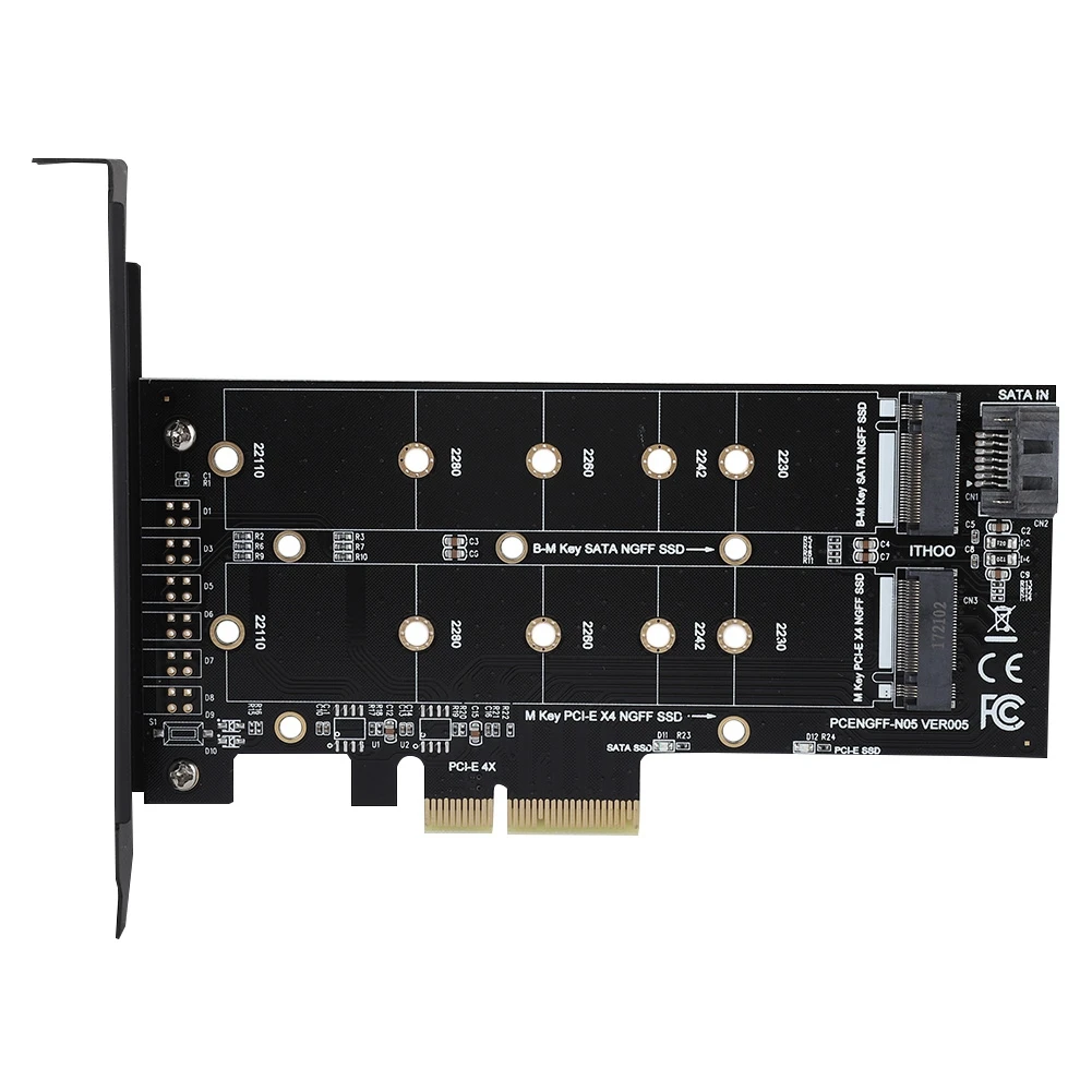 Новое поступление PCI-E 4X к M.2 NVMe SSD адаптер NGFF карта B-key + M-key расширение двойной