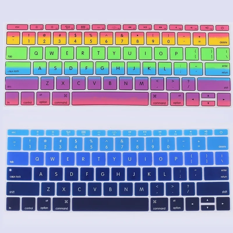 Радужная Клавиатура для ноутбука Macbook 12 дюймов retina(A1534) 13 Pro без touchbar(A1708) Силиконовая Защитная крышка наклейки
