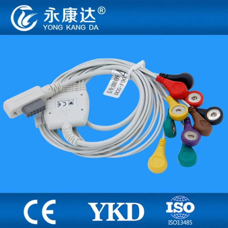 Бесплатная доставка JincoMed Holter кабель и leadwires 10 свинцовая Кнопка IEC 11Pin для монитора