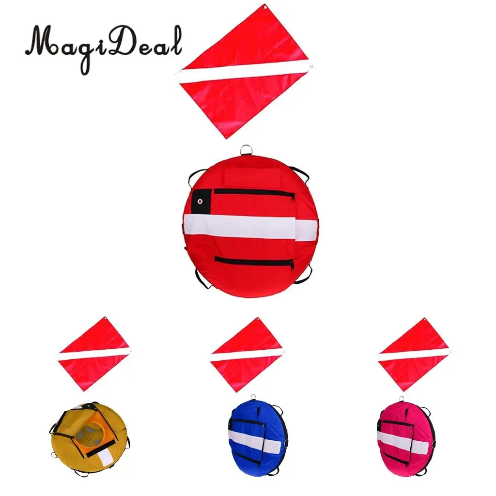 

High Visible Freediving Buoy Float with Diver Down Flag for Scuba Diving, Spearfishing, Snorkeling, Freediver - Various Colors