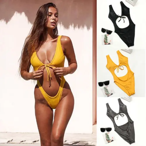 Новый женский слитный купальник пляжная одежда с открытой спиной монокини