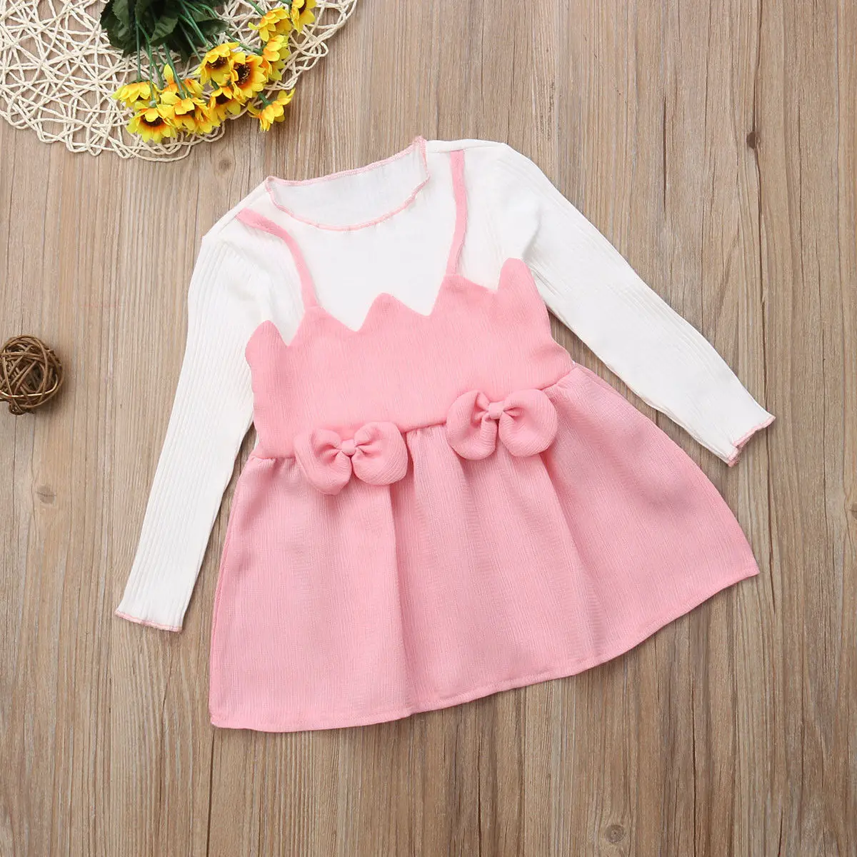 Newborn Baby Kids Girls Long Sleeve Patchwork Princess Dress Little Girl Tutu Bow Dresses Clothes New 0-3T | Детская одежда и