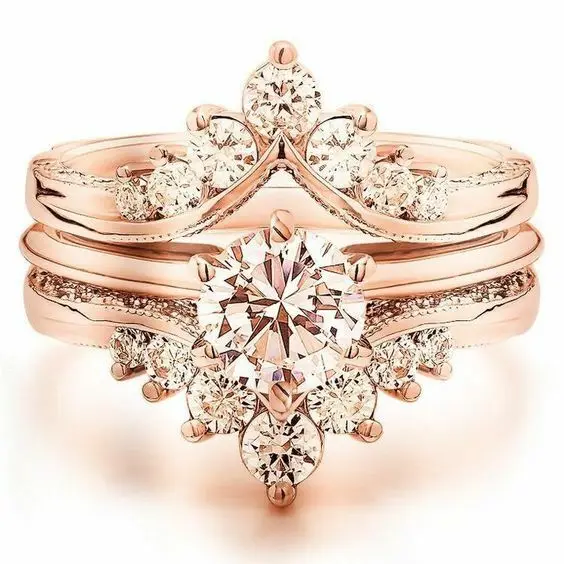 

Gorgeous Women Alloy Morganite Ring Set Jewelry Size 6-10 Gift Luxury Engagement Bridal Wedding