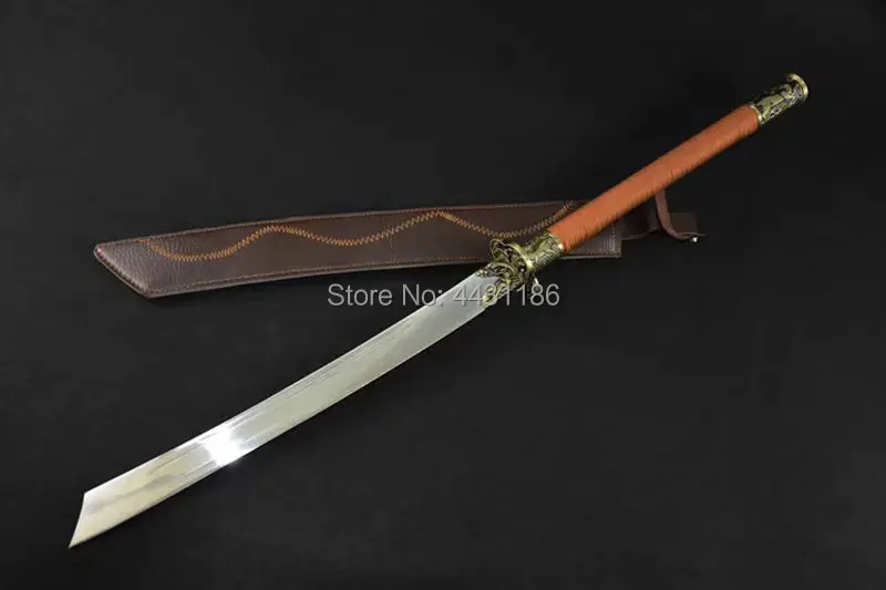 Длинная рукоятка боевой широкий нож KungFu высокий металлический острый китайский