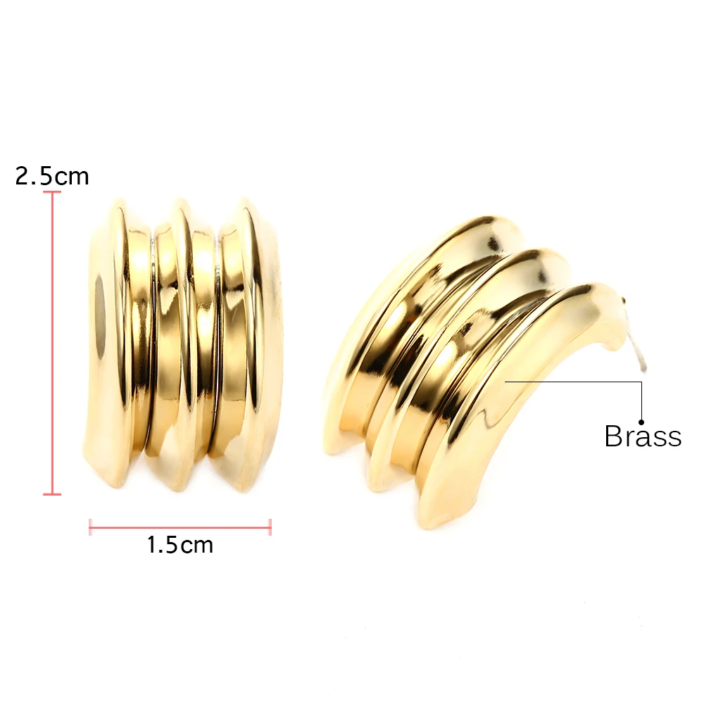 1 Pair Stud Earrings Simple Classic Geometric Punk Brincos for Women Hot Selling Style Copper Metal New Jewelry | Украшения и