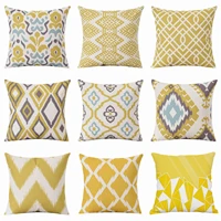 yellow geometric cushion covers cotton linen 4545 cm throw pillow case for home chair sofa decoration square pillowcases