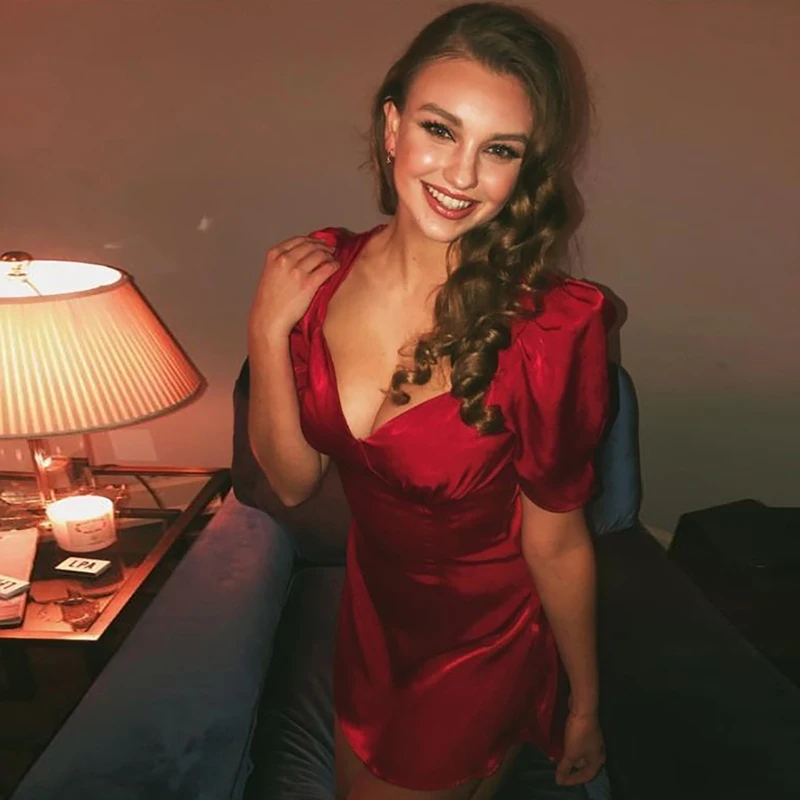 Женское винтажное платье с коротким рукавом Parthea элегантное красное глянцевое