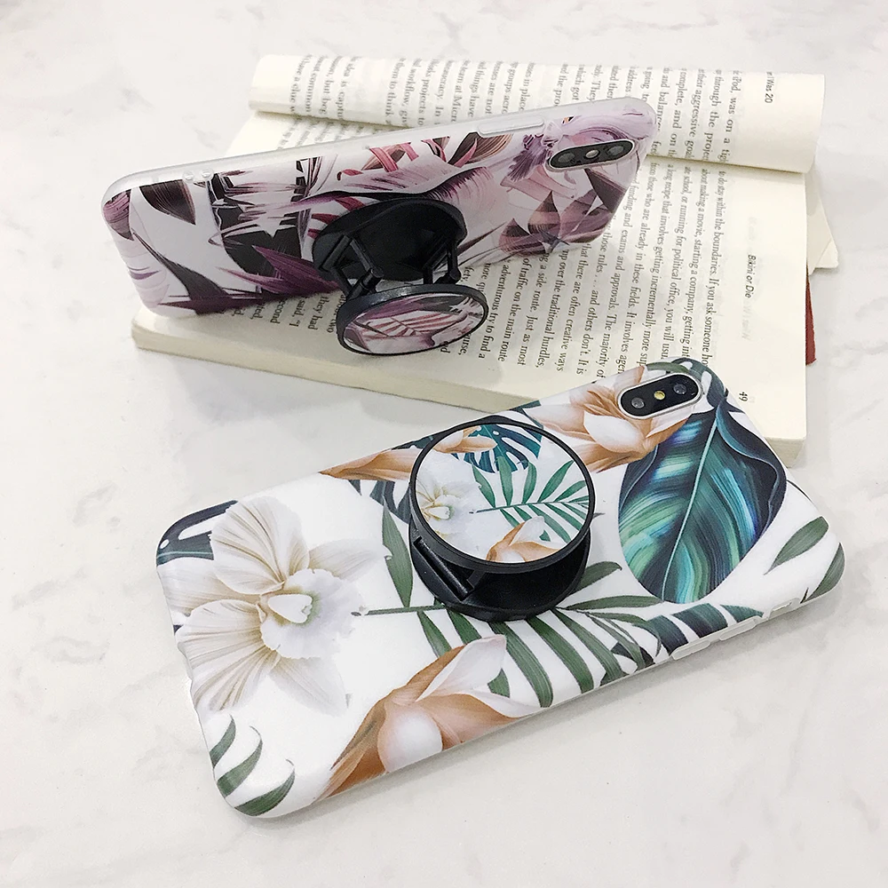 Винтажный чехол LOVECOM с листьями дерева и держателем для телефона iPhone 12 Mini 11 Pro Max XR X