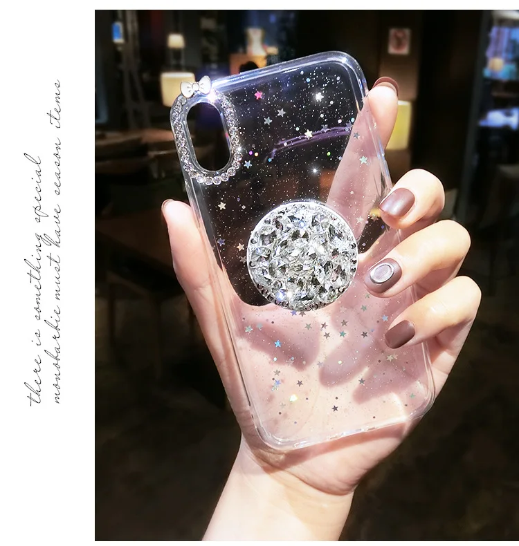 Телефонный чехол с держателем для кристаллов Twinkle Stars для iPhone13 11 12Pro XS MAX 78PLUS 6s SE2020, мягкий чехол из TPU с защитой Jelly Body Shell Protection.