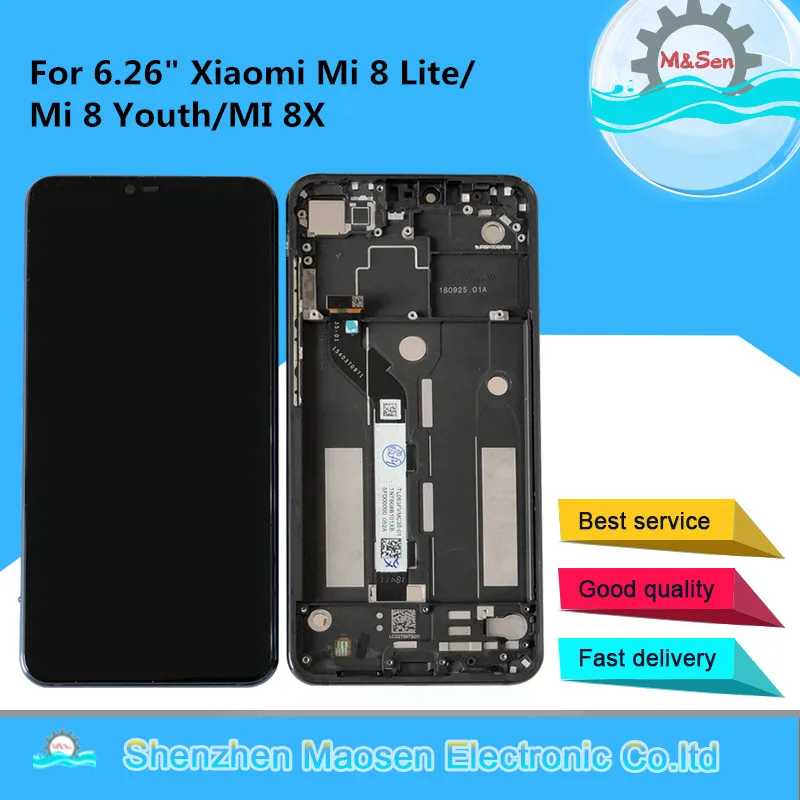 Оригинальный ЖК экран M & Sen для Xiaomi Mi 8 Lite 6 26 дюйма с рамкой и сенсорной панелью