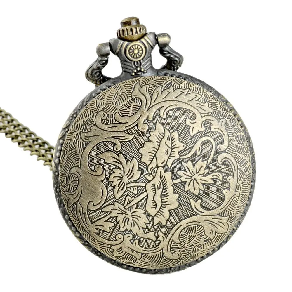 

IBEINA Fishing Theme Full Hunter Quartz Engraved Fob Retro Pendant Pocket Watch Chain Gift