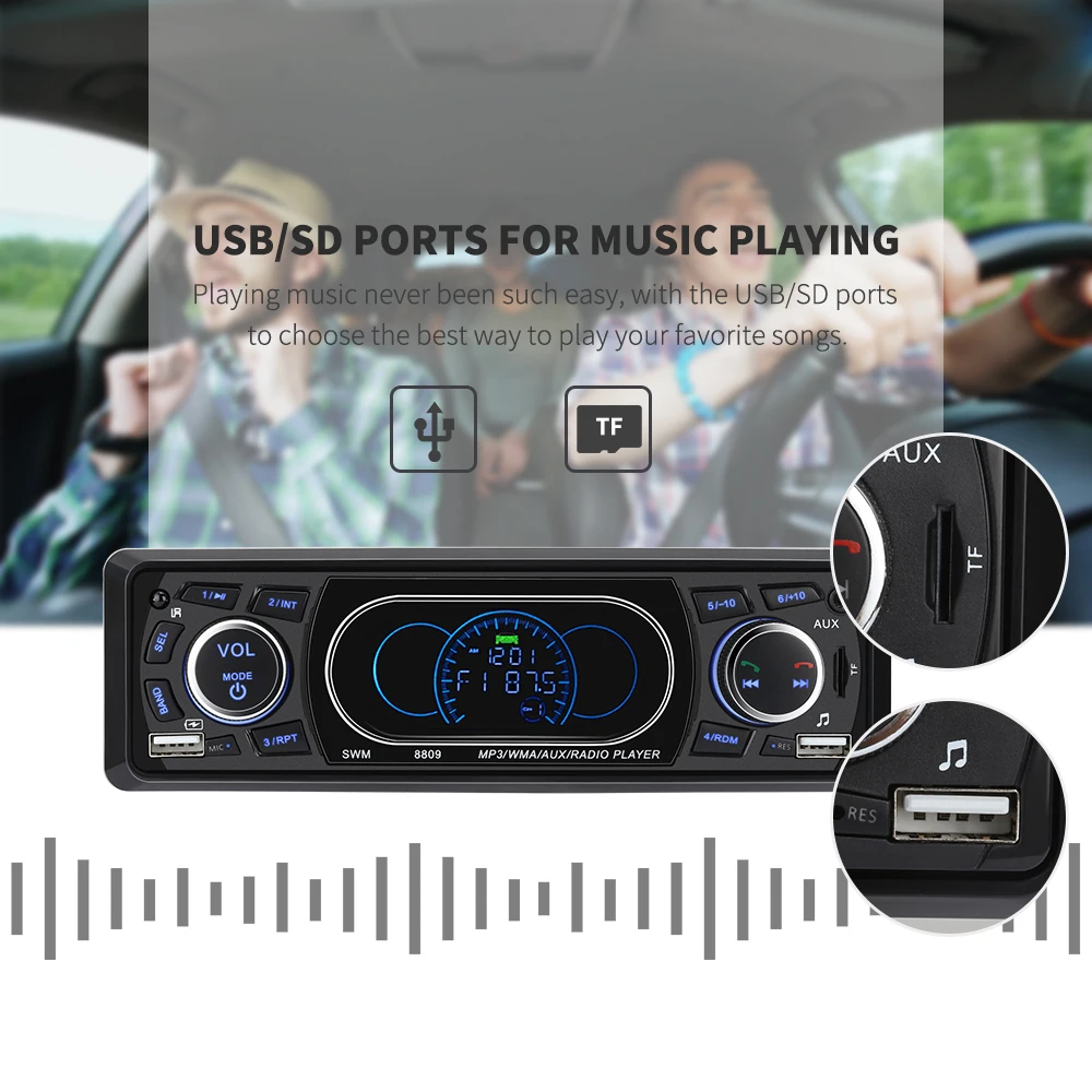 Excelvan SWM 8809 1 Din автомагнитолы 4 дюйма Автомобильный стерео MP3 музыкальный плеер