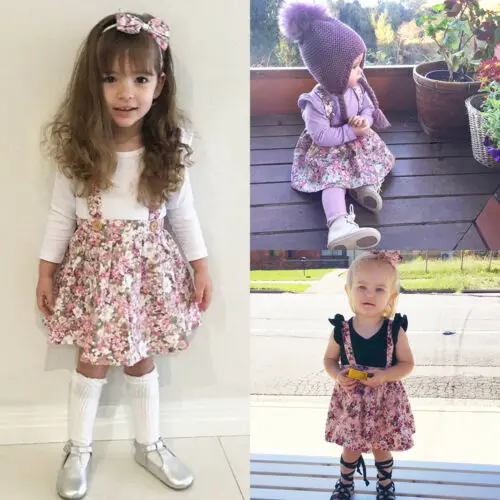 Летняя юбка-комбинезон с цветочным принтом для маленьких девочек праздничная