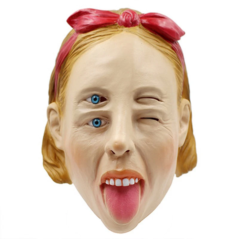 Забавные Хэллоуин женский Emoji Косплэй латекса маски страшные перекрытия глаза
