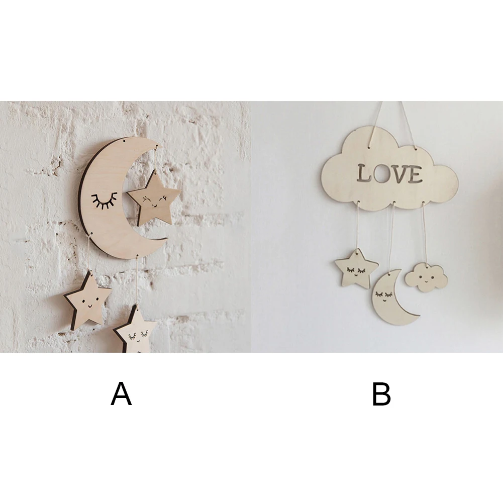 Детская комната Луна Звезда украшения деревянный кулон в виде Ловца снов ремесла