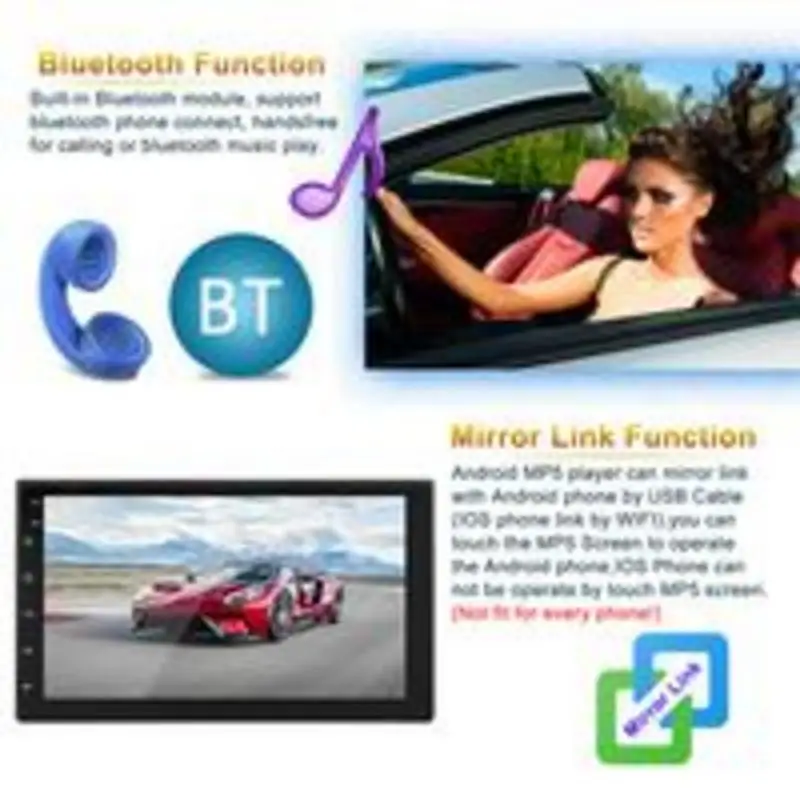 

Autoecho Player For Android 8.1 16G Memory 7 Inch Touch Screen Button HD Car Bluetooth Mp52 DIN Universal G Black Player