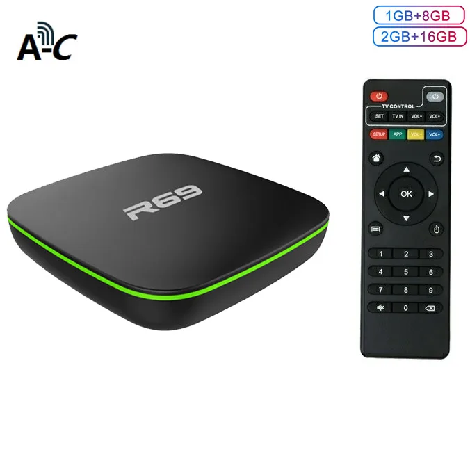 AC R69 Smart Android 7 1 Tv Box Allwinner H3 Quad core 1080 P HD Поддержка 3D 2 4g 1g8g добавить 2g16g 4 GWifi Декодер