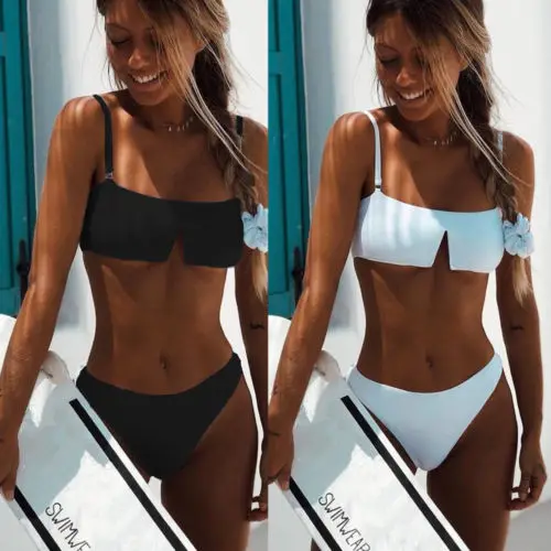Hirigin Sexy Bikini Swimwear 2019 Women Swimsuit 4 Pure Color Biquini Summer Bathing Suit Beachwear New Dropshipping | Женская одежда