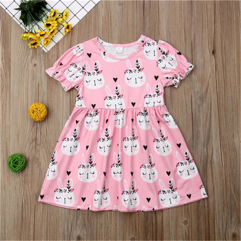 Summer Toddler Kids Girls Easter Dress Clothes Bunny Floral Party Pageant Tutu Dresses For Cotton O-neck | Детская одежда и обувь