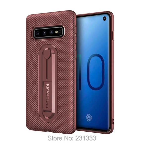 C-ku Carbon Fiber KICKSTAND Soft TPU + PC Case For Samsung Galaxy S10 S10E S8 S9 J4 J6 A8 PLUS 2018 A6 A7 A9 Stand Cover 100pcs | Мобильные