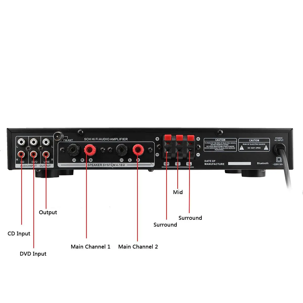 720 Вт 5 каналов bluetooth HiFi стерео объемный звук усилитель светодиодный цифровой
