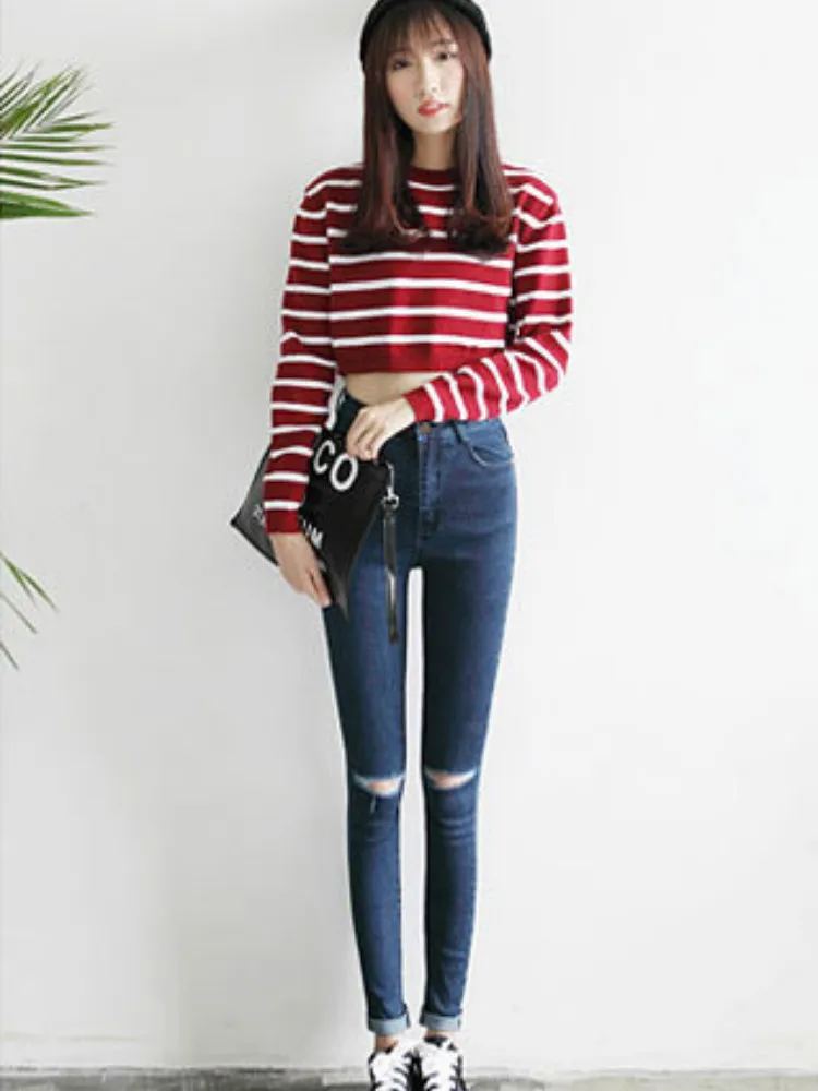 Женские джинсы с высокой талией винтажные рваные пуш-ап черного размера плюс