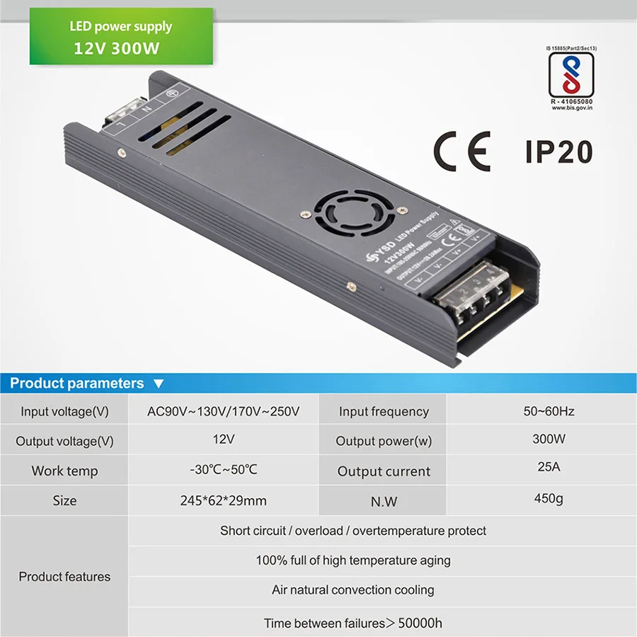 AC 100 V 250 к DC 12V 25A 300W 24V 12.5A 29.1A 350W 14.5A 400W светодиодный трансформатор