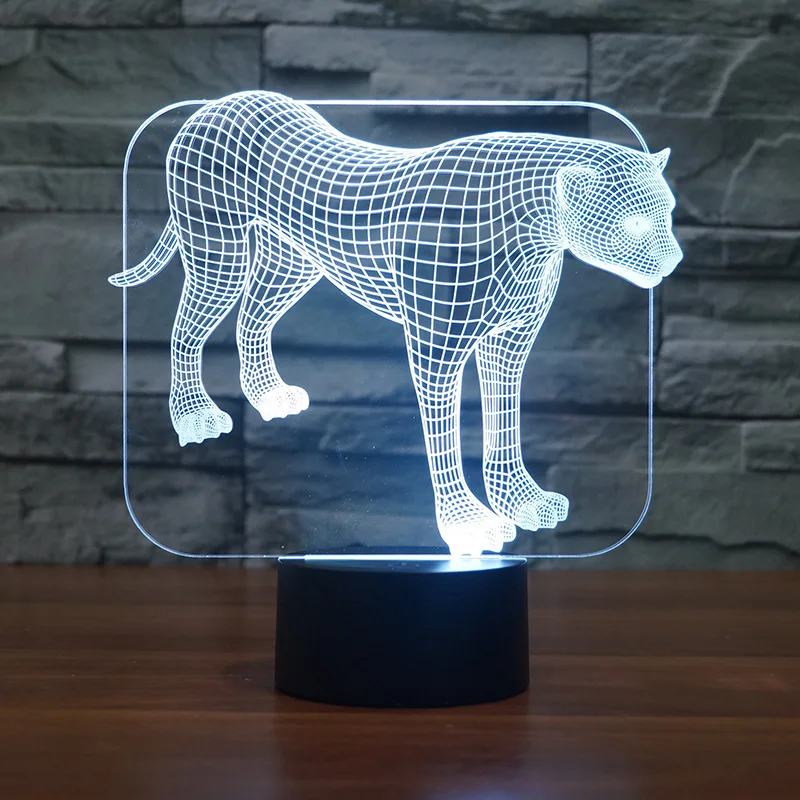 Новинка креативная 3d настольная лампа Леопардовый цвет акриловый светодиодный