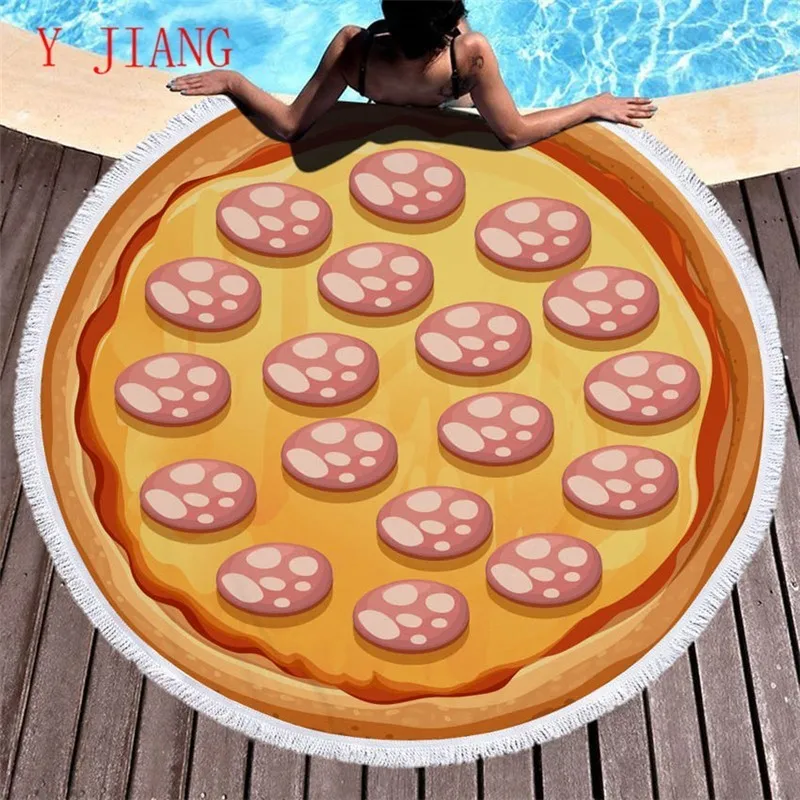 Pizza Round Summer Beach Towel Yoga Mat Home Blanket Seaside Bath Wall Tapestry Women Bikini Cover Up Toalla Decor | Дом и сад