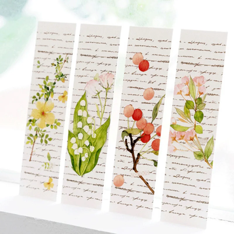 Newest 30pcs/box Green Plants Bookmark Beautiful Flowers Book Marks For Kids Girls Gift Office School Supplies Korean Stationery |
