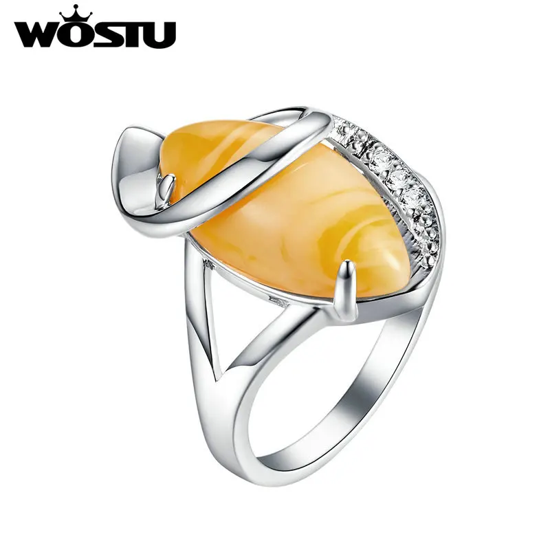 Женское кольцо из смолы WOSTU модное Золотое со слезой дерева роскошные свадебные
