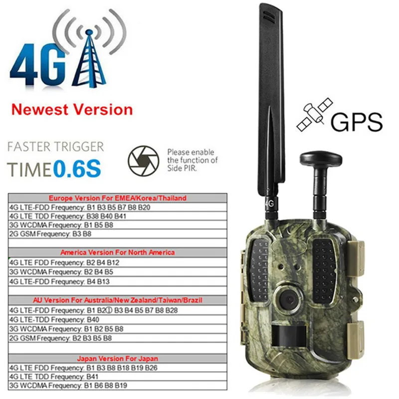 Фотоловушка с широкоугольным объективом 4G GPS Управление по дикой природе GPRS MMS