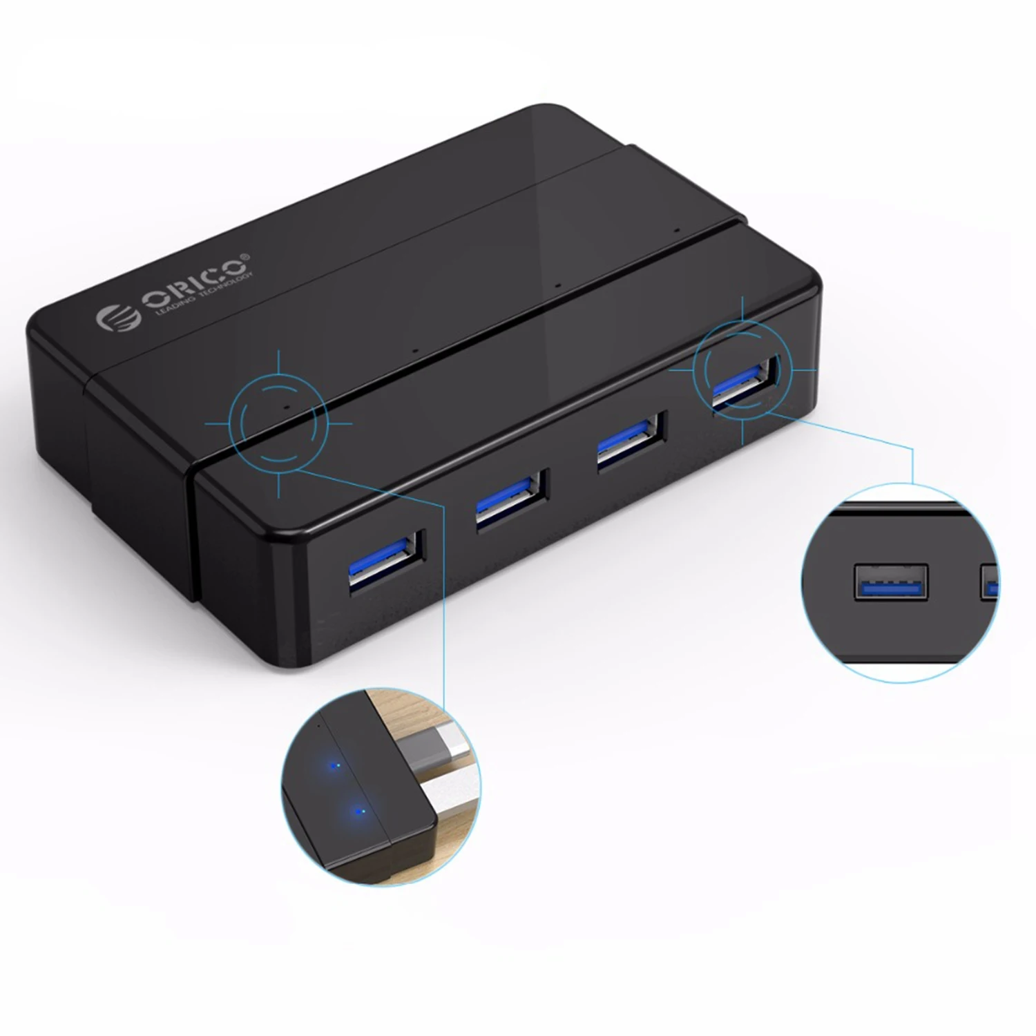Orico 5 Гбит/с супер скорость 4 порта Usb 3 0 концентратор портативный 12 В 2A адаптер