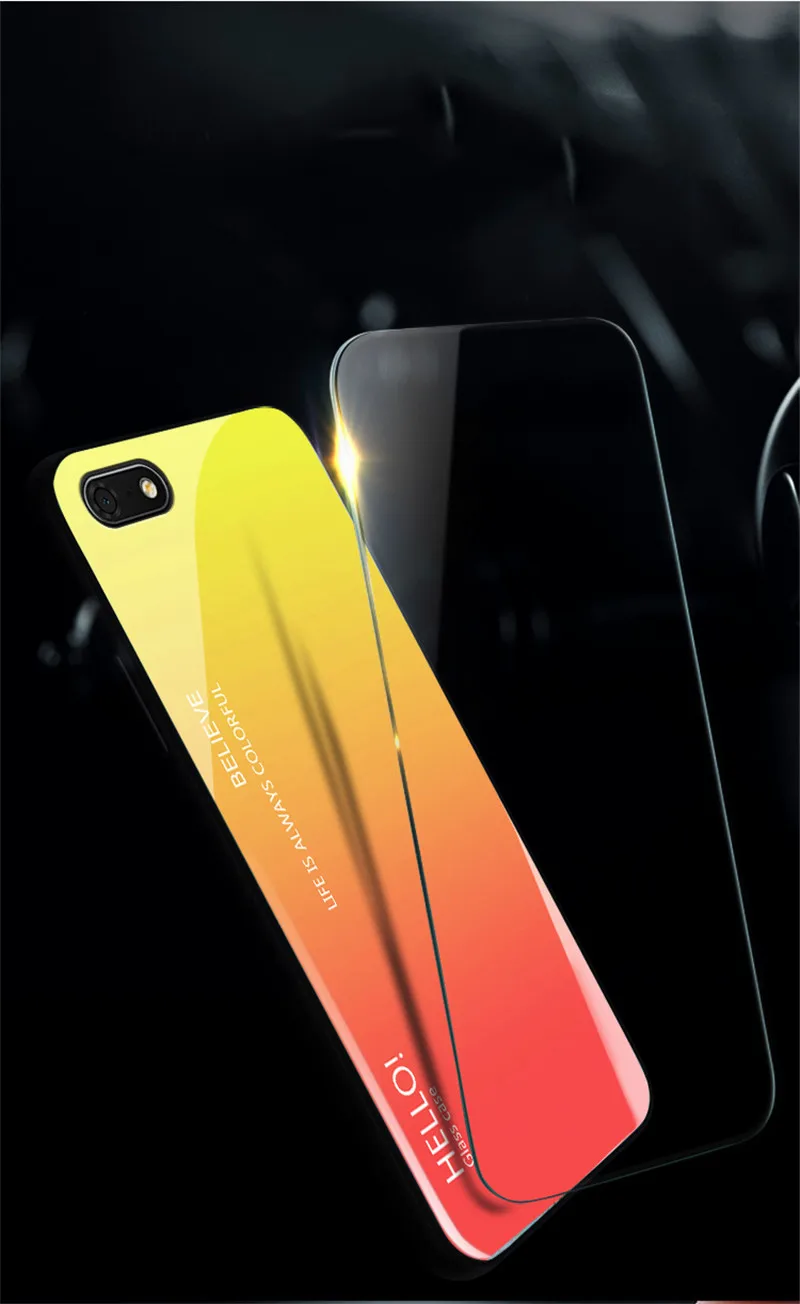 Чехол для Huawei Honor 7A DUA L22 чехол с градиентом Авроры закаленное стекло задняя крышка