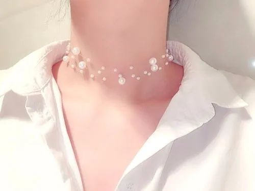 Классический Имитация жемчуга 3 слоя темперамент женское Ключичное Ожерелье