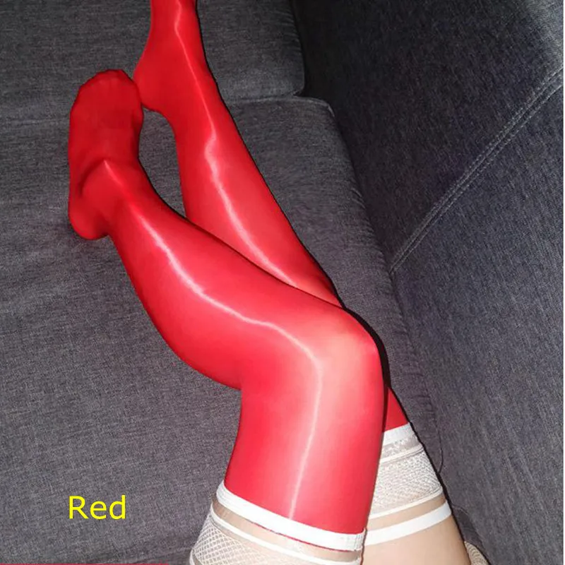 Женские кружевные супер блестящие высокие носки до бедра колена масляные