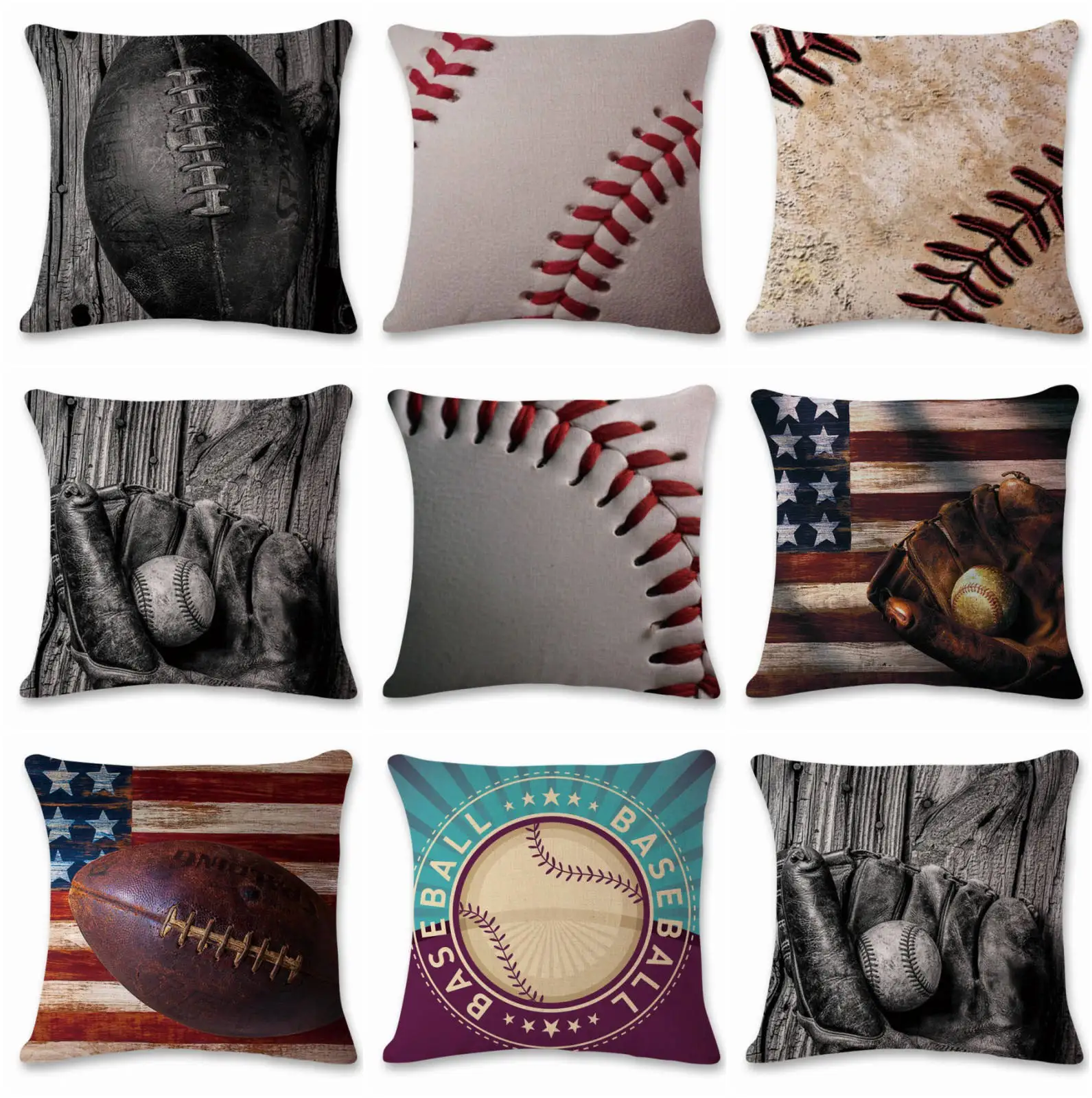 Бейсбольная наволочка для подушки хлопковая льняная с принтом наволочки офиса