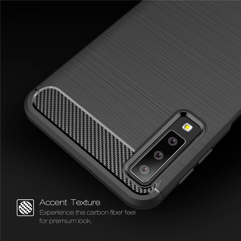 Чехол из углеродного волокна для Samsung A6 A7 A8 Plus A9 2018 A10 A30 A50 мягкий TPU Тонкий чехол