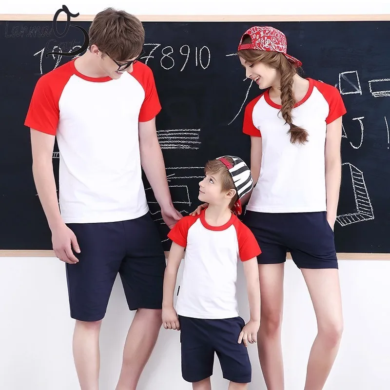 Lanmaocat Mom And Son Daughter Dad Matching Clothes Outfits Personalized Shirts For Family Summer T Free Shipping | Мать и ребенок