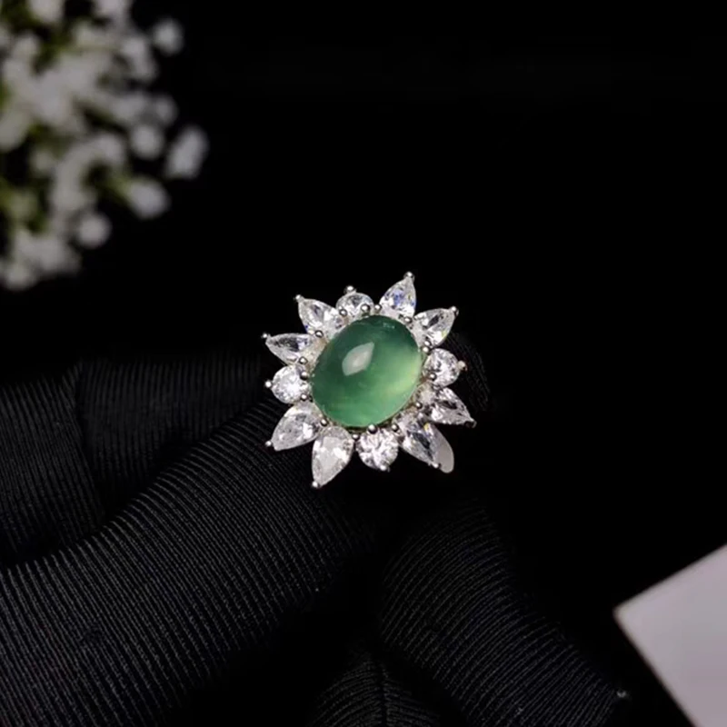CoLifeLove 925 Silver Prehnite Ring for Party 3 Ct Natural Sterling Jewelry Gift Wife | Украшения и аксессуары