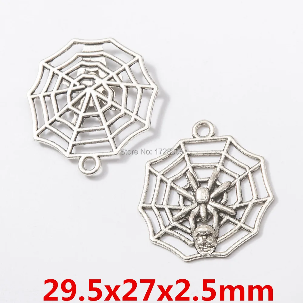 Кулон в виде паука 10 шт. античная серебряная бронзовая расцветка цинковый сплав